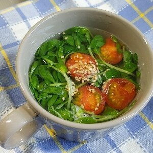 豆苗とトマトの酸辣湯(サンラータン)風中華スープ